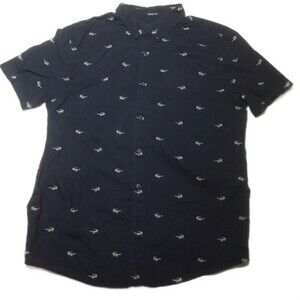 American Eagle Men’s Seriously Soft Short Sleeve Button Up Shirt Blue Size Large